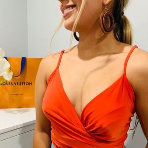 SOLD Forever 21 Coral Orange Bodysuit Size Large